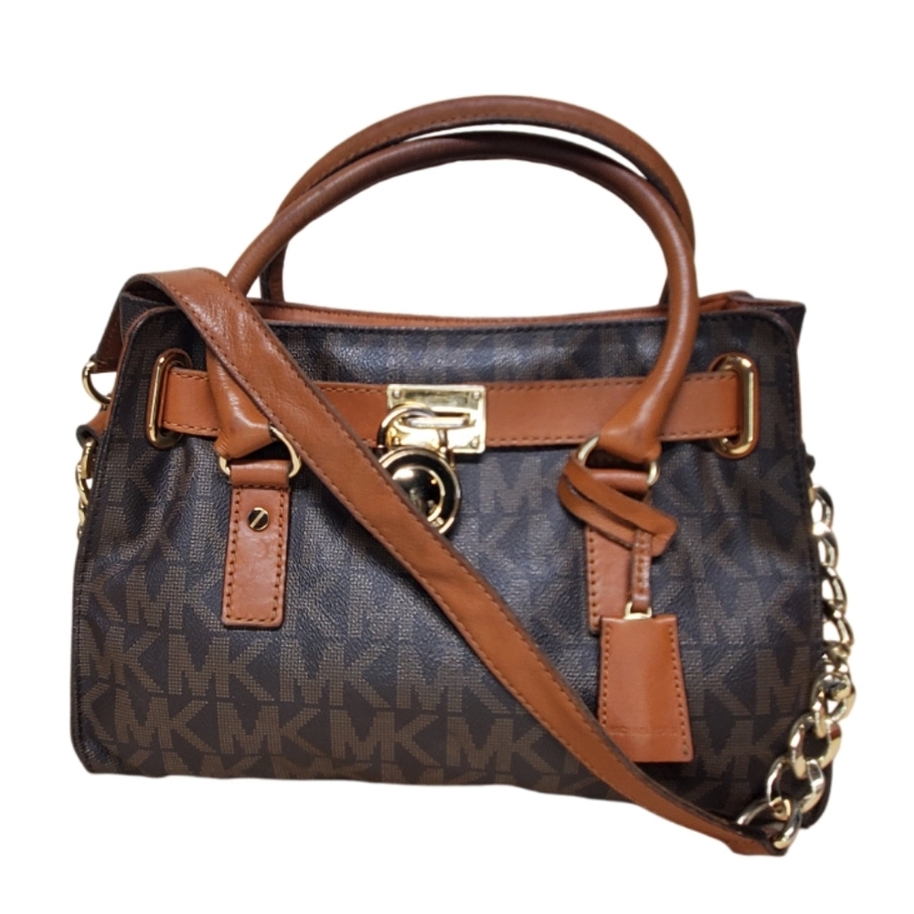 Michael Kors Brown Hamilton Monogram Satchel Purse
